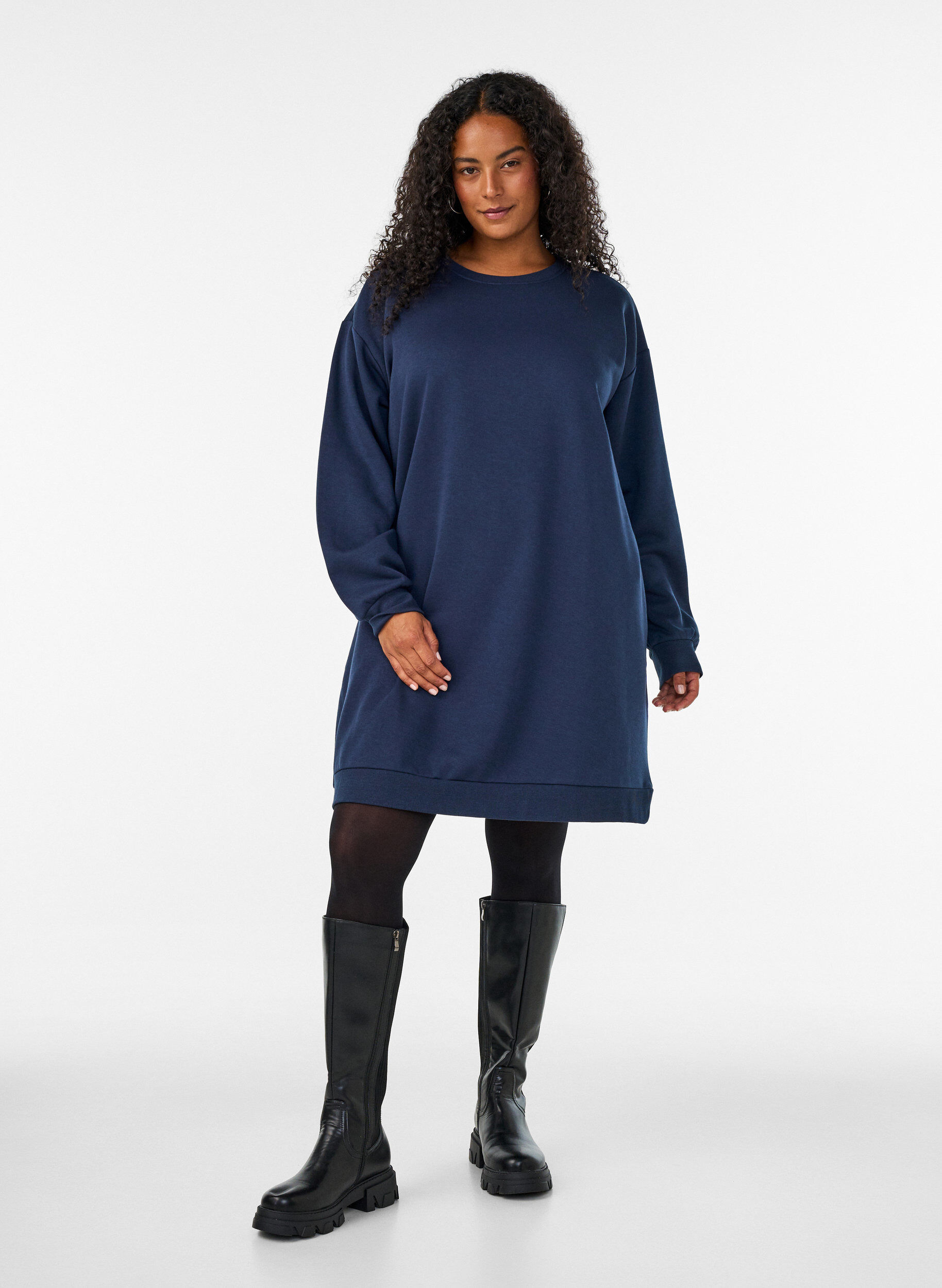 ZizziLockeres Sweatkleid mit Taschen, Blau, Model image number 1