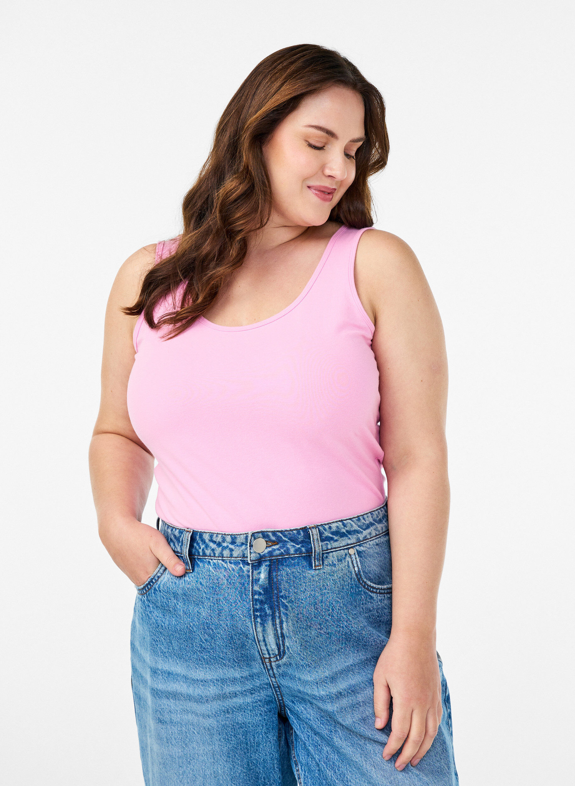 ZizziSolide Farbe Grundoberteil aus Baumwolle, Pink, Model image number 0