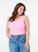 Solide Farbe Grundoberteil aus Baumwolle, Pink, Model image number 0