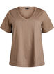 Kurz&auml;rmliges Basic-T-Shirt mit V-Ausschnitt, Braun, Packshot image number 0