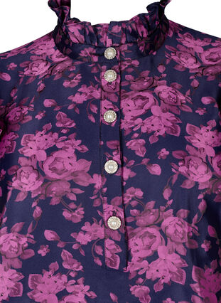 Kleid mit Rüschendetail und Perlenknöpfen, Dark Blue Pink, Packshot image number 2