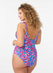 Gebl&uuml;mter Badeanzug mit R&uuml;schen und herausnehmbaren Cups, Blau, Model image number 1