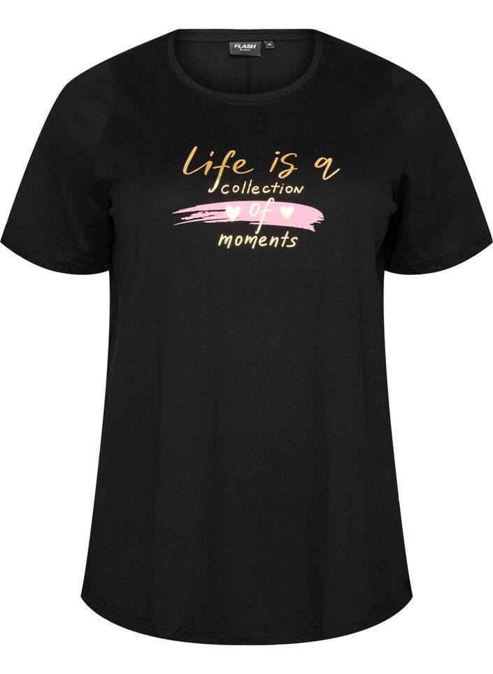 T-shirt with motif, Black, Packshot image number 0