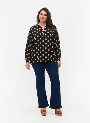 FLASH - Langärmelige Bluse mit Print, Black Brown Dot, Model image number 2