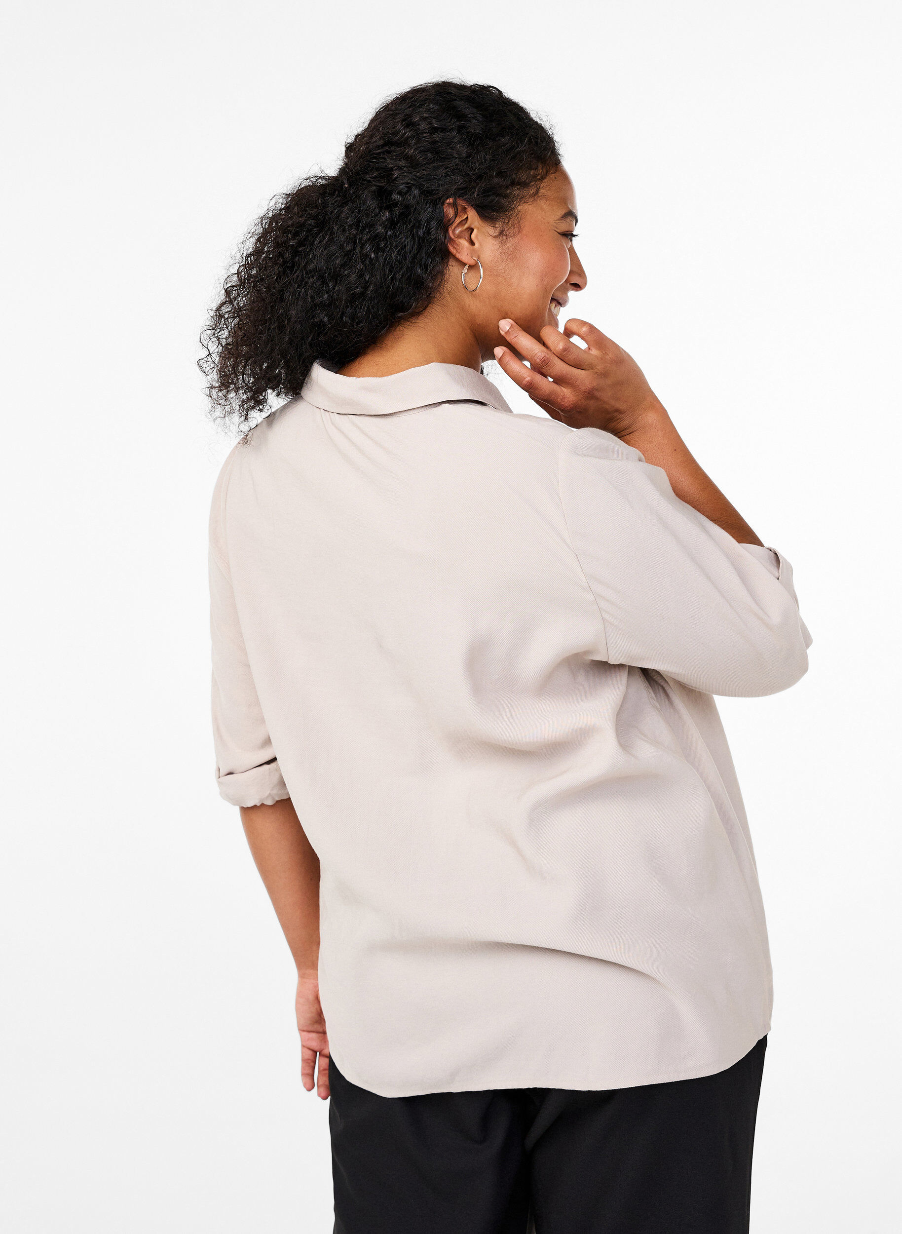 ZizziHemd mit Nieten und 3/4-&Auml;rmeln, Beige, Model image number 2