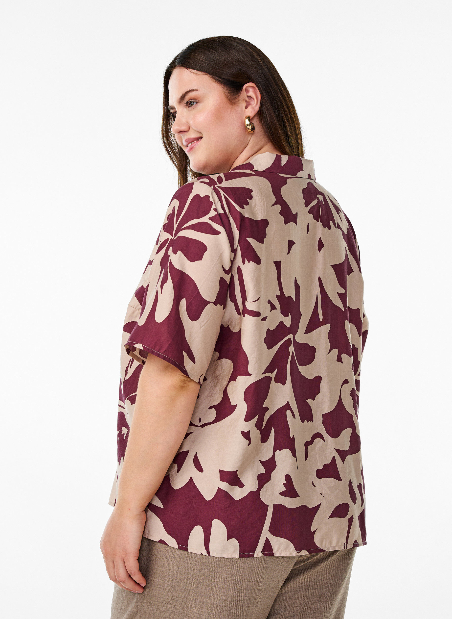 ZizziGebl&uuml;mte Bluse mit V-Ausschnitt, Rot, Model image number 2