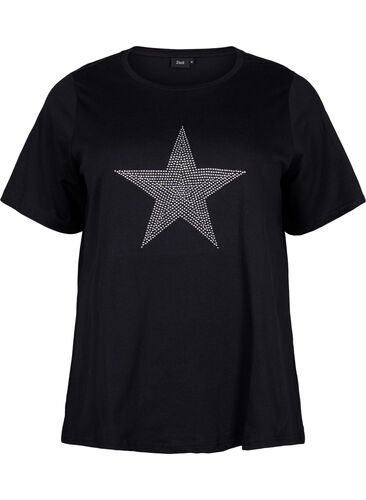 T-Shirt mit Nieten aus Bio-Baumwolle, Black Star , Packshot image number 0