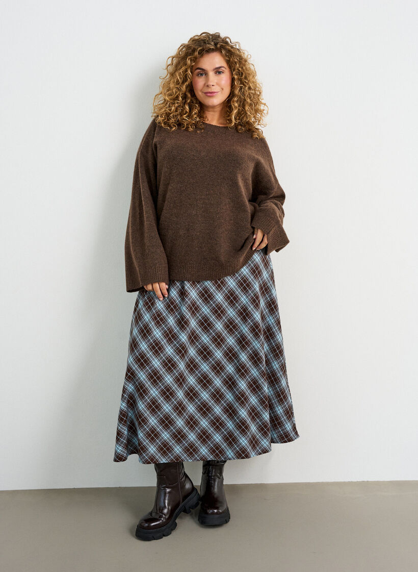 Locker gestrickte Bluse mit Alpaka und Wolle, Braun, Model image number 1
