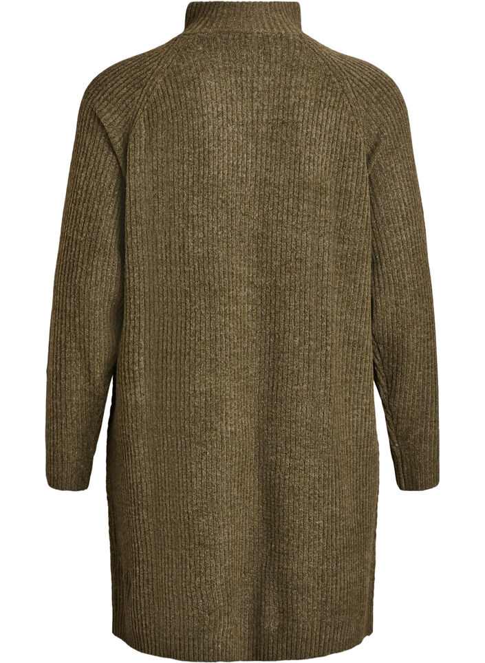 Knielanges Strickkleid mit hohem Kragen, Gr&uuml;n, Packshot image number 1