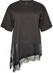 Jerseybluse im Lagenlook mit Spitze, Schwarz, Packshot image number 0