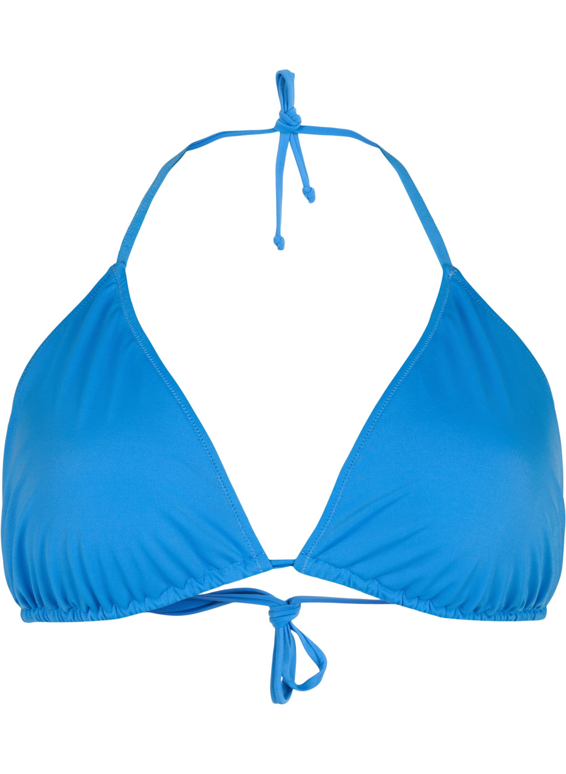 ZizziEinfarbiges Triangel-Bikinioberteil, Blau, Packshot image number 0