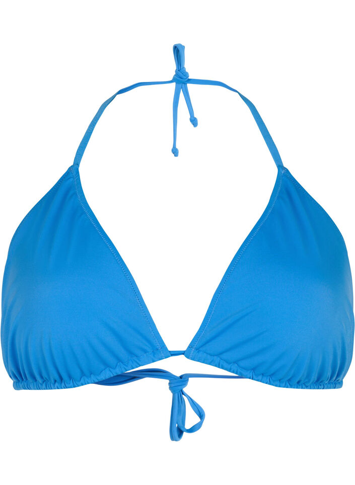 Einfarbiges Triangel-Bikinioberteil, Blau, Packshot image number 0