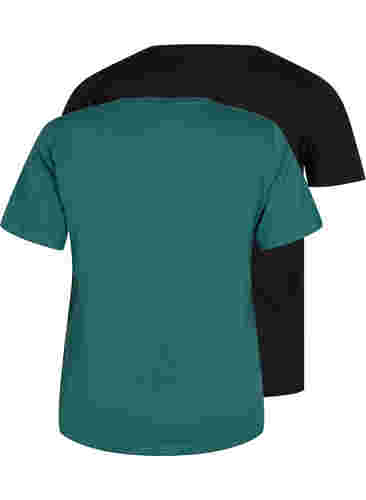 2er-Pack basic T-Shirts aus Baumwolle, Mallard Green/Black, Packshot image number 1
