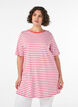 Langes oversized T-Shirt aus Bio-Baumwolle mit Streifen, Lila, Model image number 0