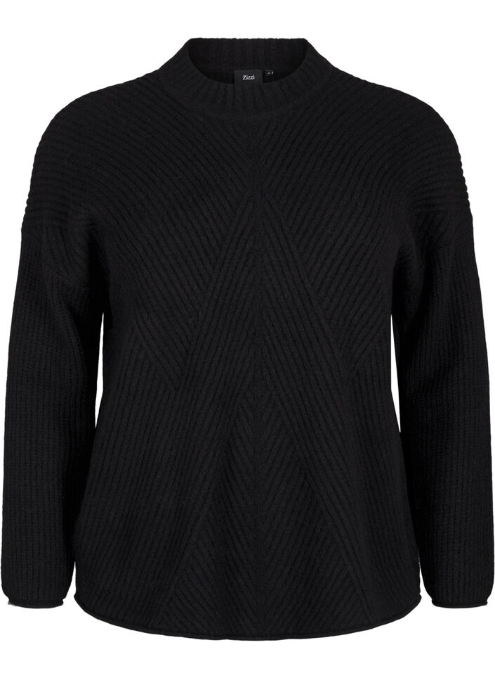 Pullover mit Streifenmuster und langen Ärmeln, Black Mel., Packshot image number 0