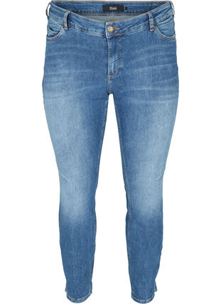 Sanna Jeans mit Schlitz am Fuß, Dark blue denim, Packshot image number 0