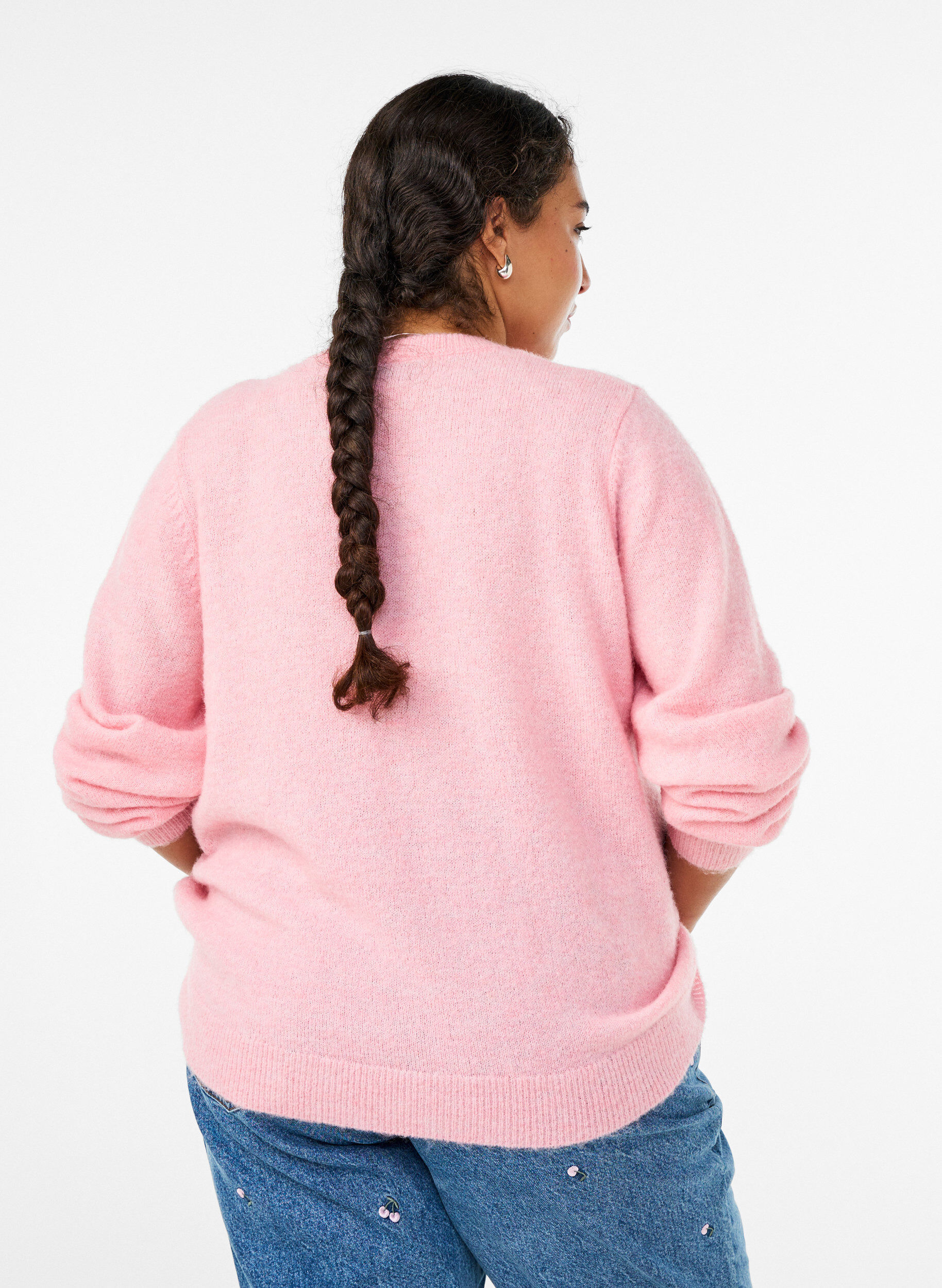 ZizziStrickjacke aus Wolle mit Kn&ouml;pfen, Pink, Model image number 2