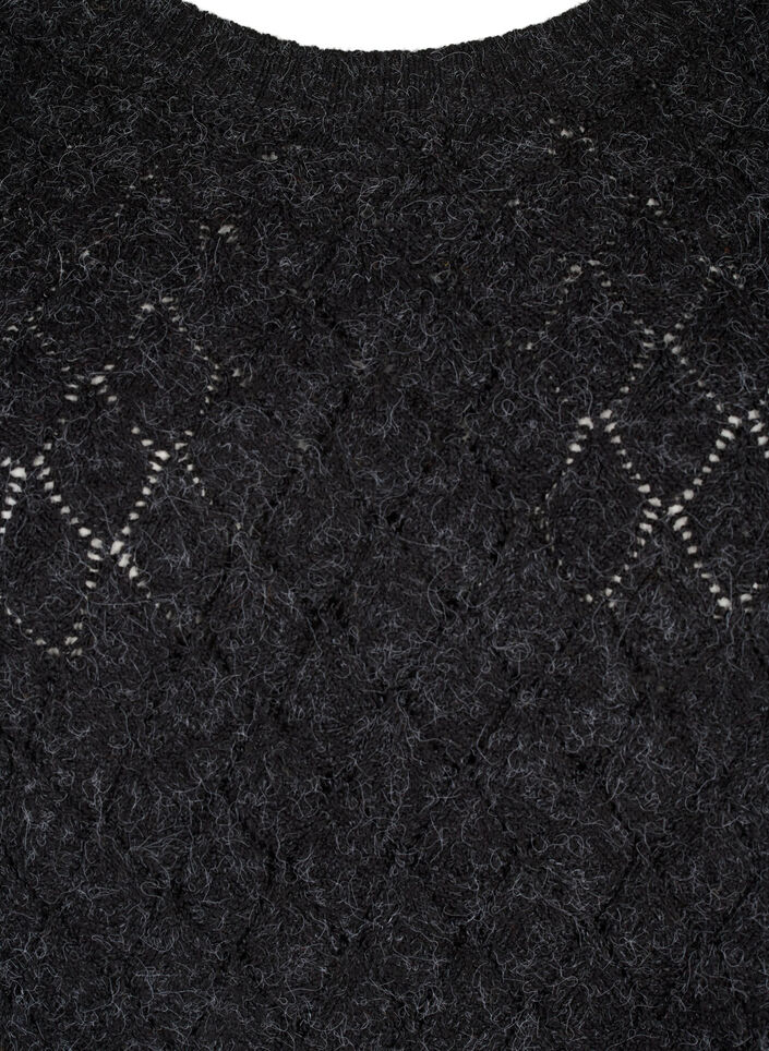  Strickbluse mit Spitzenmuster, Dark Grey Melange, Packshot image number 2