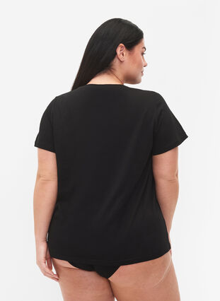 Baumwoll-T-Shirt mit Aufdruck und kurzen Ärmeln, Black Take The Time, Model image number 1