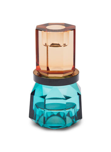 Kerzenständer aus Kristallglas, Peach/Petrol Comb, Packshot image number 0