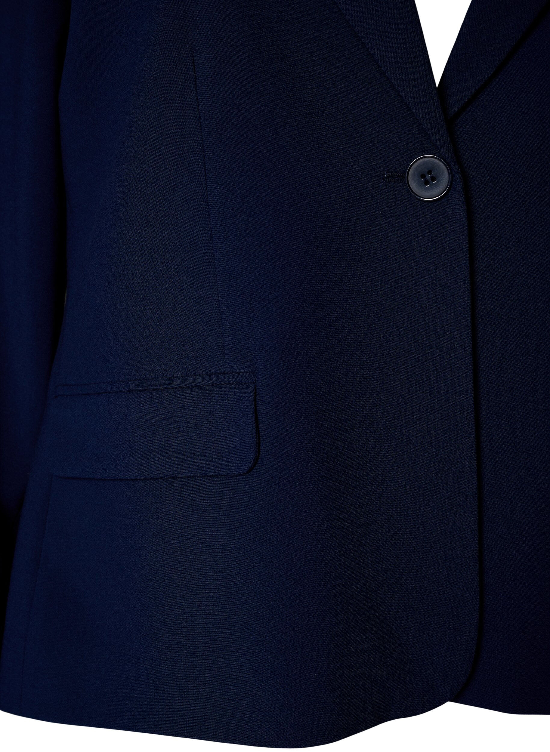 ZizziKlassischer Blazer mit Ein-Knopf-Verschluss und Taschen, Blau, Packshot image number 2
