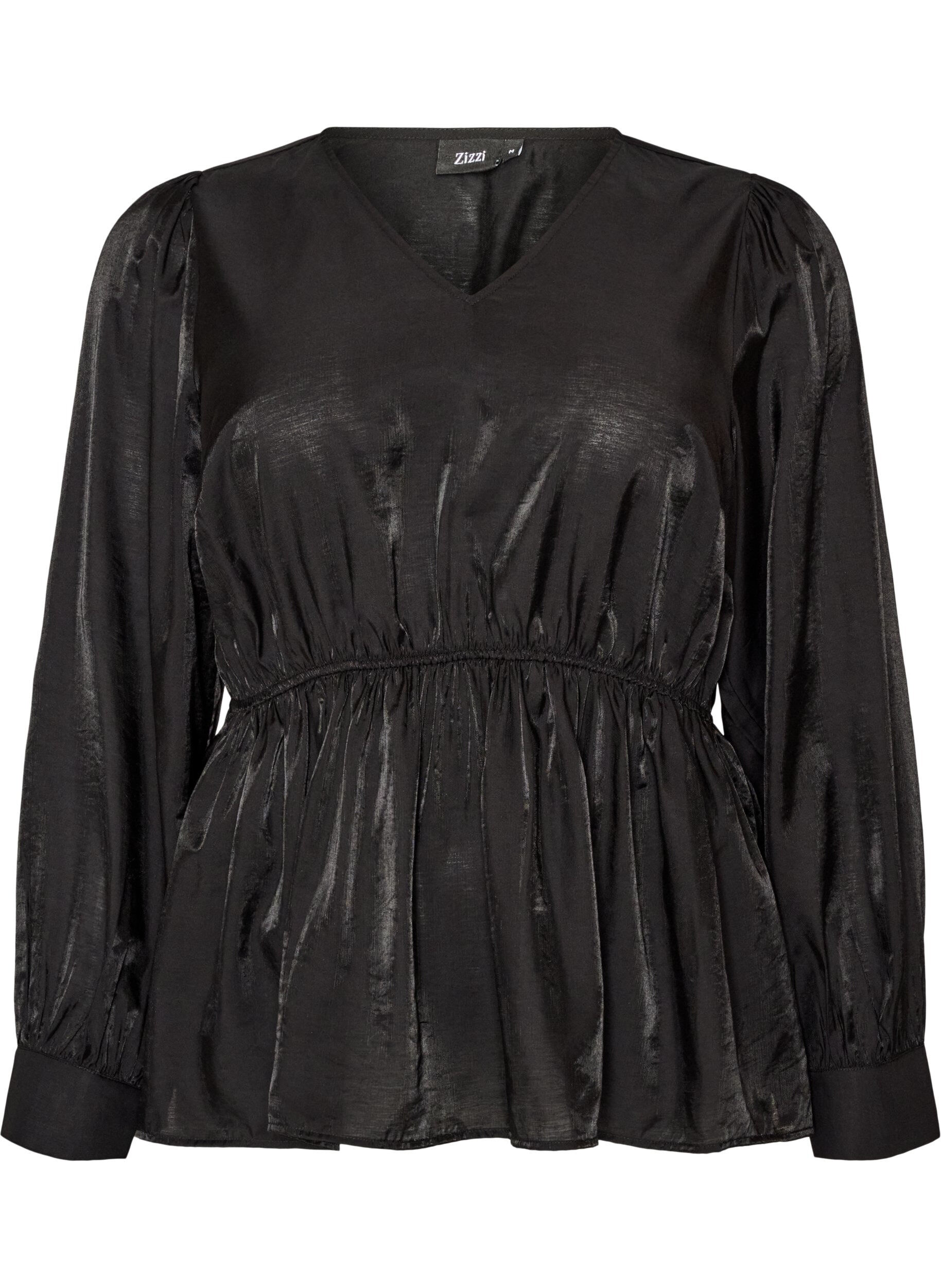 Gl&auml;nzende Bluse aus Viskose mit Peplum-Effekt