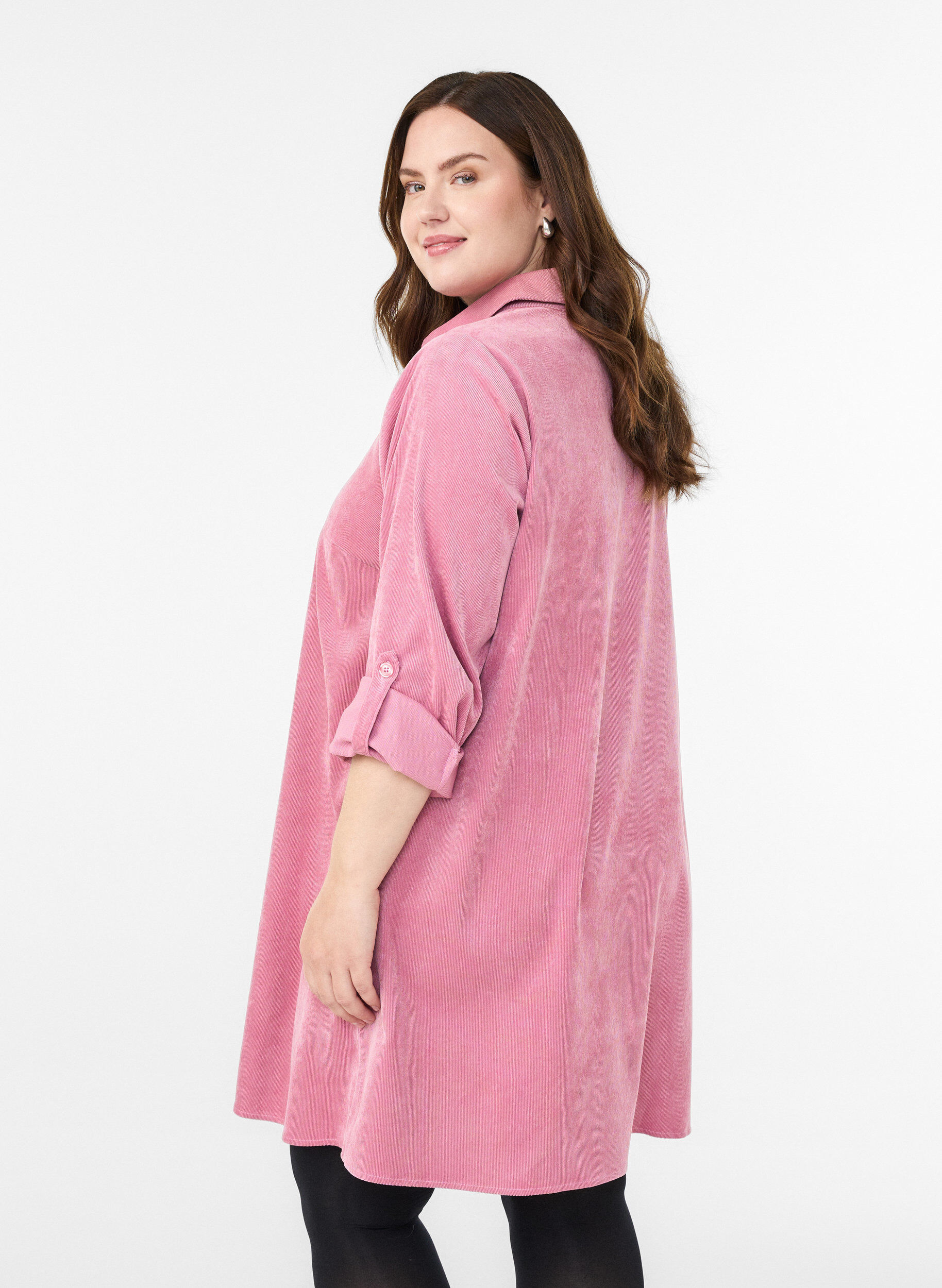 ZizziCordkleid mit Rei&szlig;verschluss und 3/4-&Auml;rmeln, Rot, Model image number 2