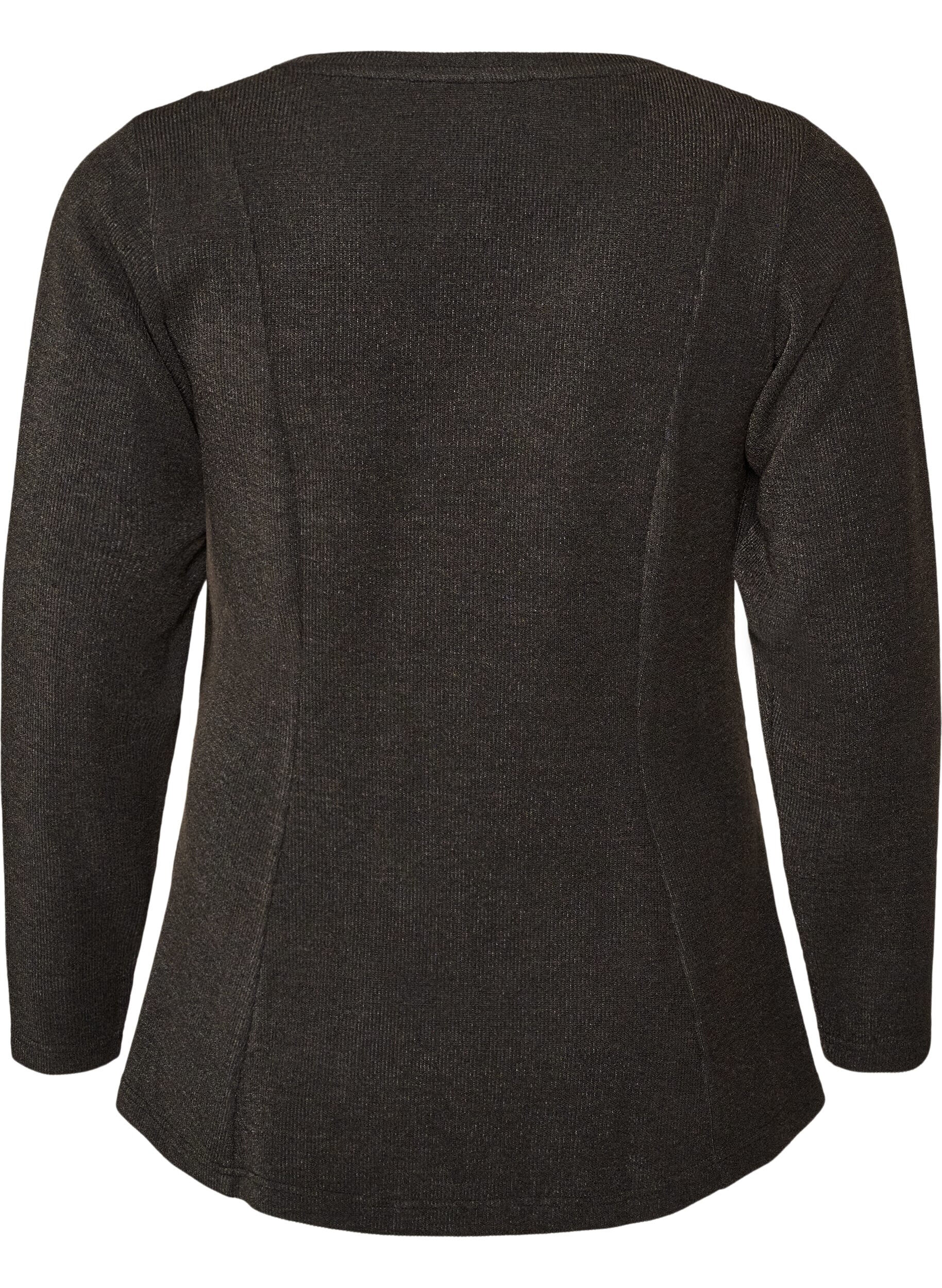 ZizziBluse aus Jersey mit gerippter Struktur und A-Linien-Passform, Schwarz, Packshot image number 1
