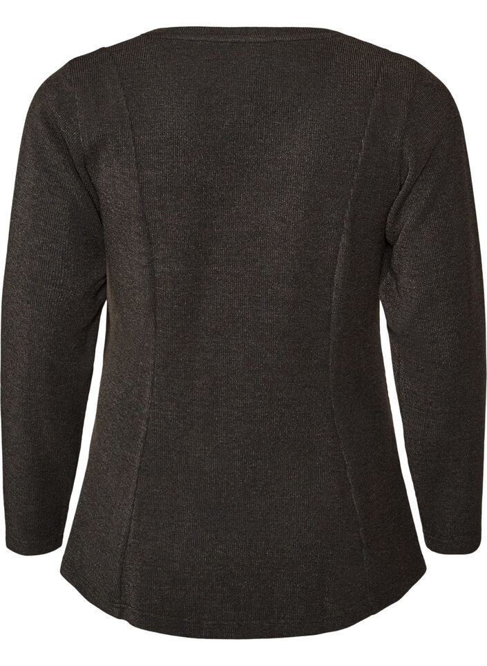 Bluse aus Jersey mit gerippter Struktur und A-Linien-Passform, Schwarz, Packshot image number 1