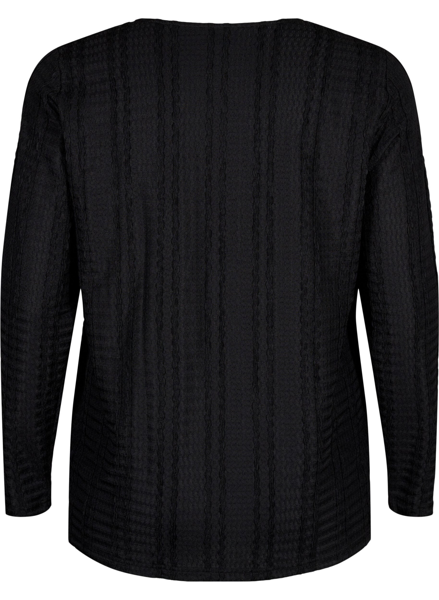Zizzi Lang&auml;rmelige Bluse mit Textur, Black, Packshot image number 1