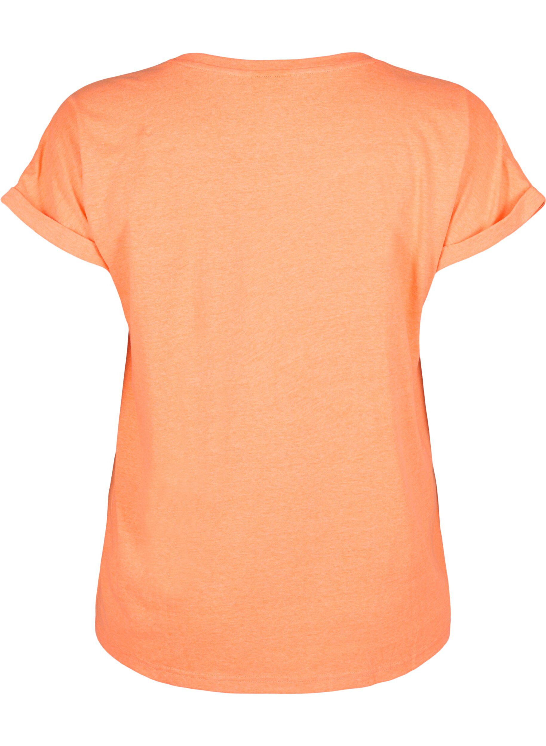 ZizziNeonfarbenes T-Shirt aus Baumwolle, Orange, Packshot image number 1