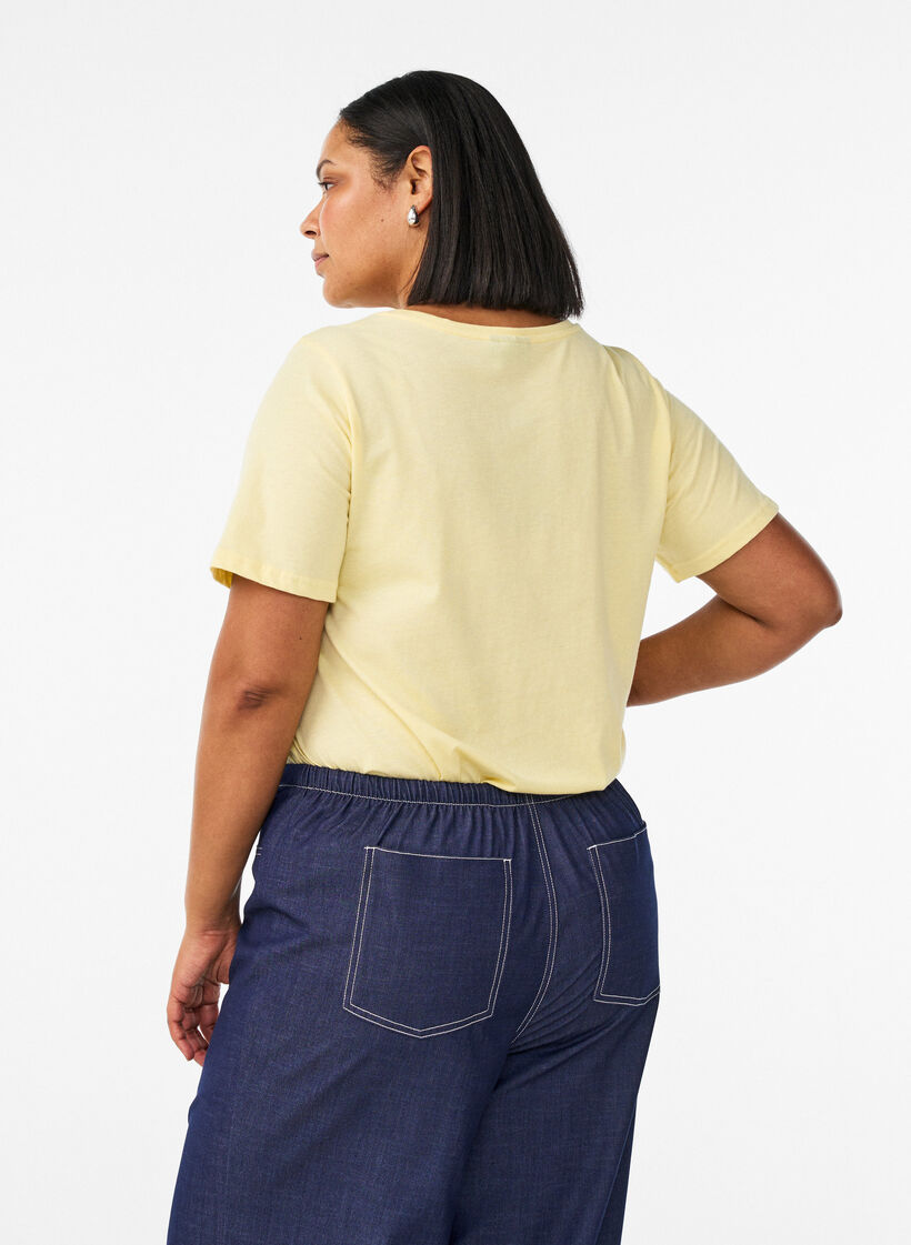 T-Shirt mit Print, Gelb, Model image number 2