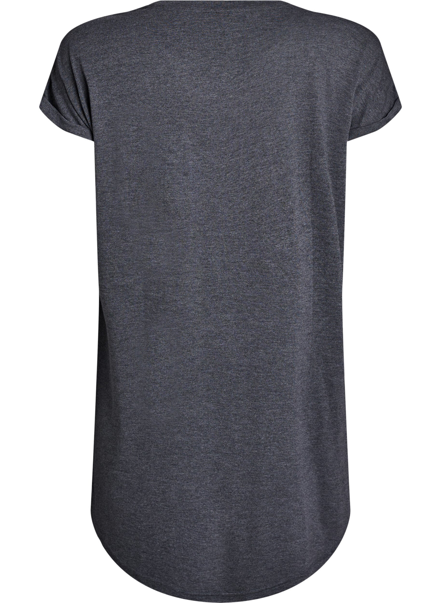 ZizziKurz&auml;rmliges Nachthemd mit Textdruck, Schwarz, Packshot image number 1