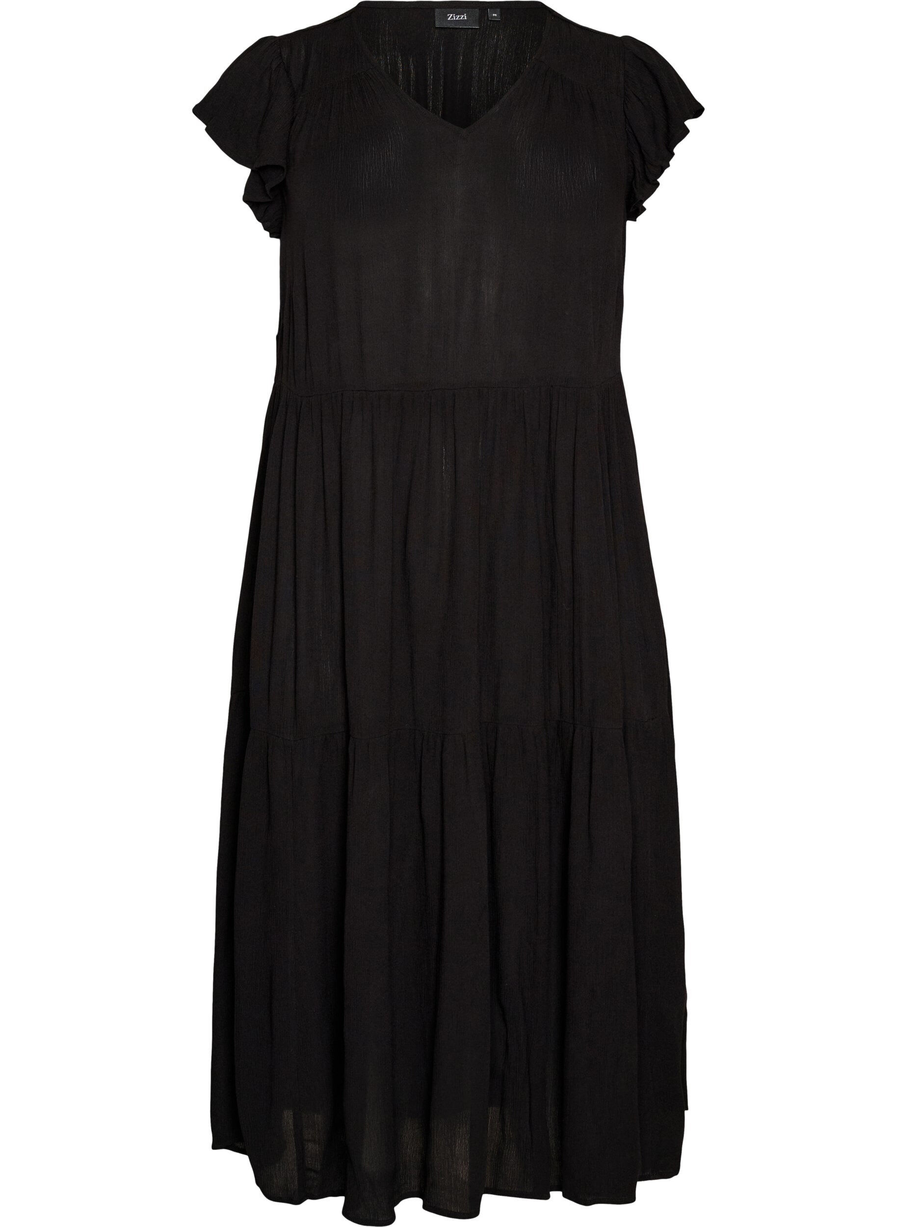 Midikleid aus Viskose mit R&uuml;schen&auml;rmeln