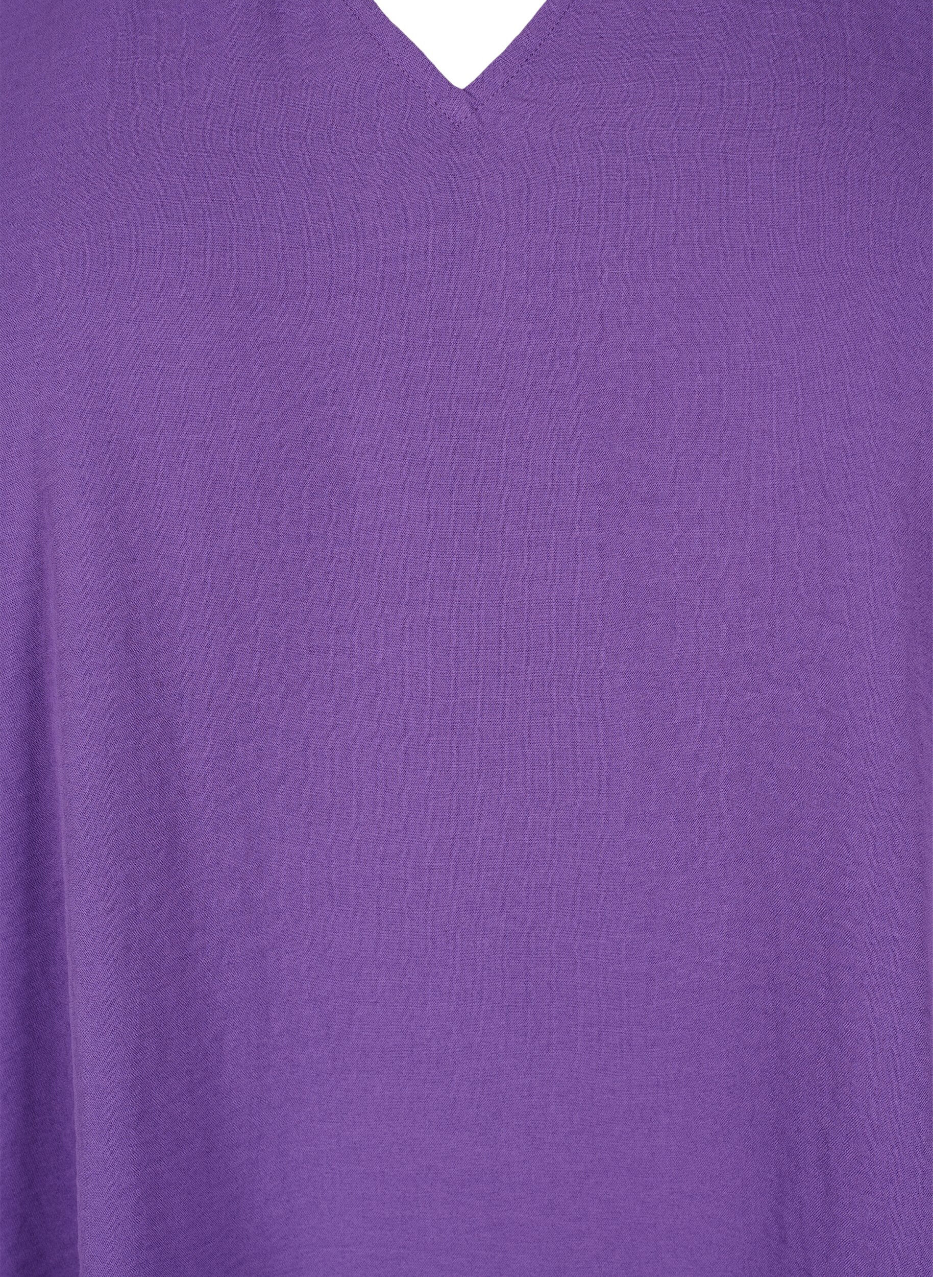 ZizziV-Ausschnitt Bluse mit langen &Auml;rmeln, Pansy, Packshot image number 2