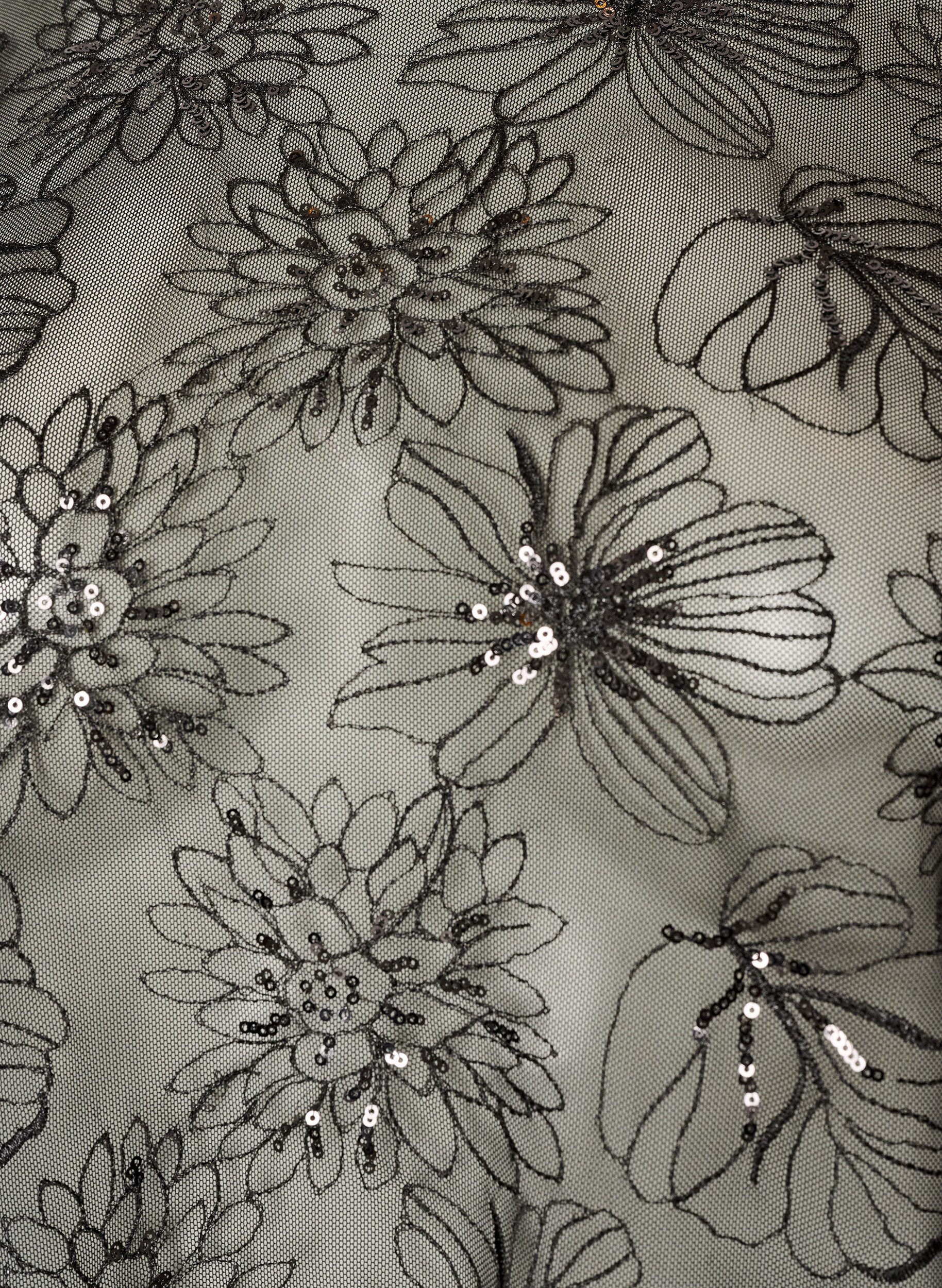 ZizziBluse aus Mesh mit Blumen und Pailletten, Schwarz, Packshot image number 2