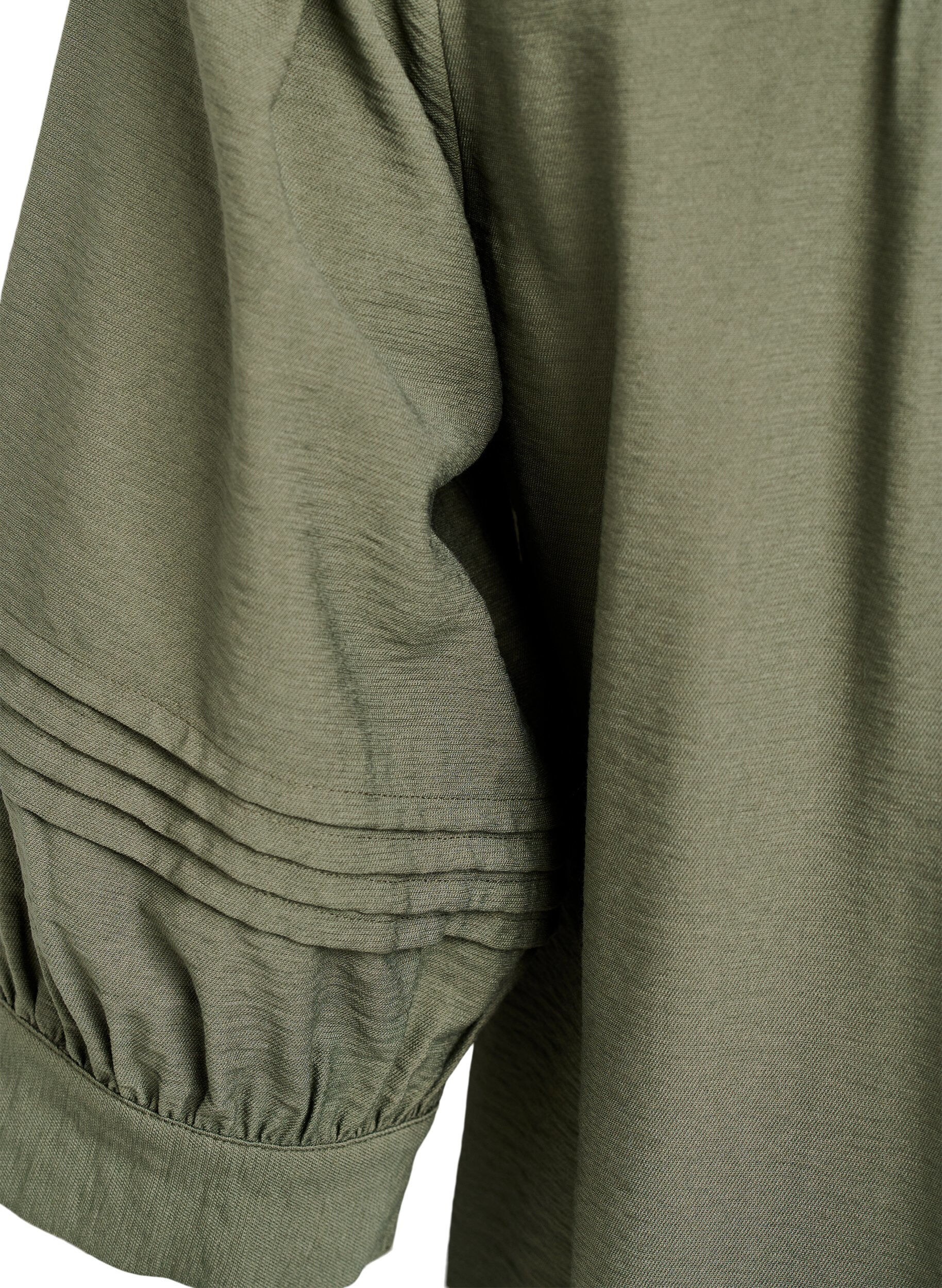 ZizziBluse mit 3/4-&Auml;rmeln und dekorativen Falten, Gr&uuml;n, Packshot image number 3
