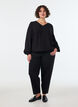 Viskosebluse mit V-Ausschnitt und Ballonform, Schwarz, Model image number 1