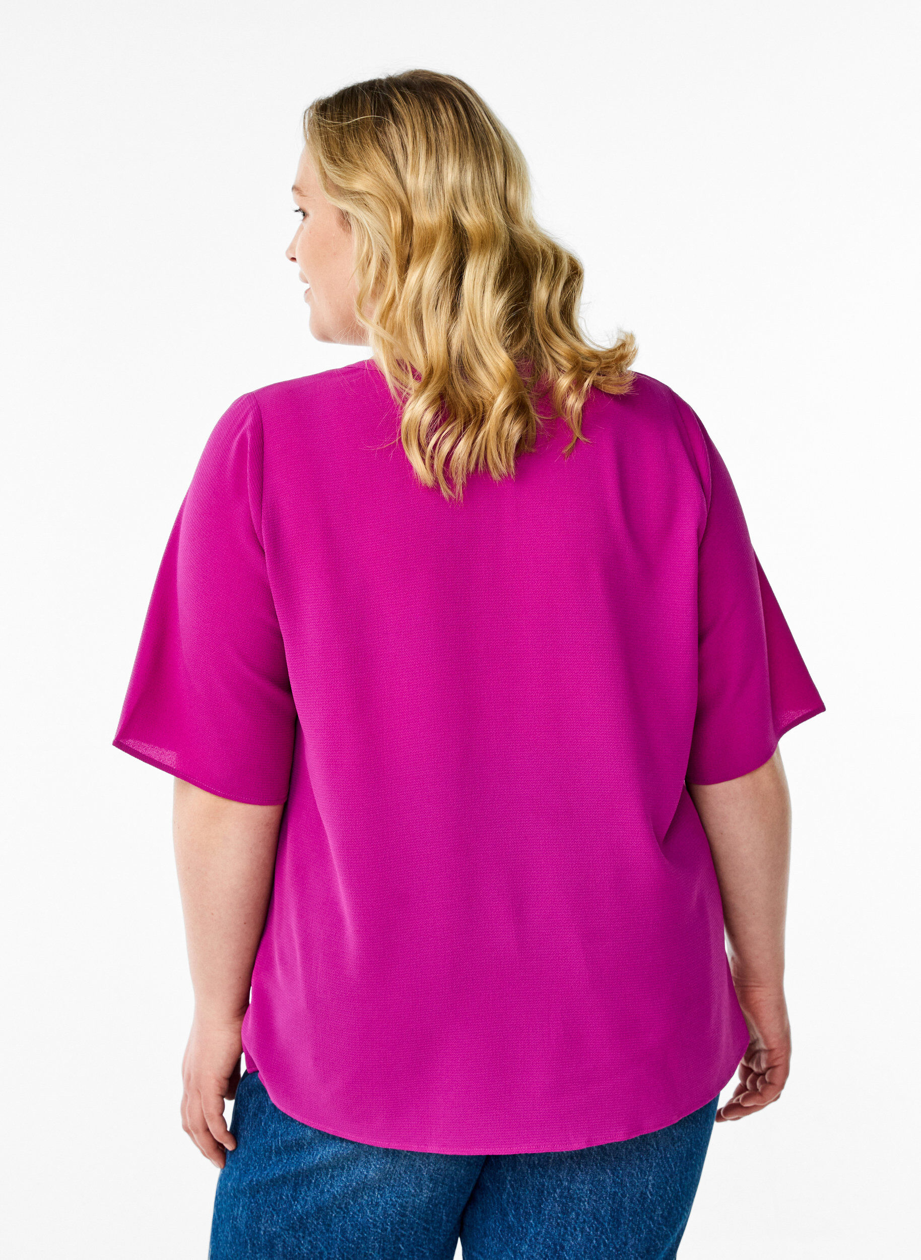ZizziKurz&auml;rmlige Bluse mit V-Ausschnitt, Lila, Model image number 2