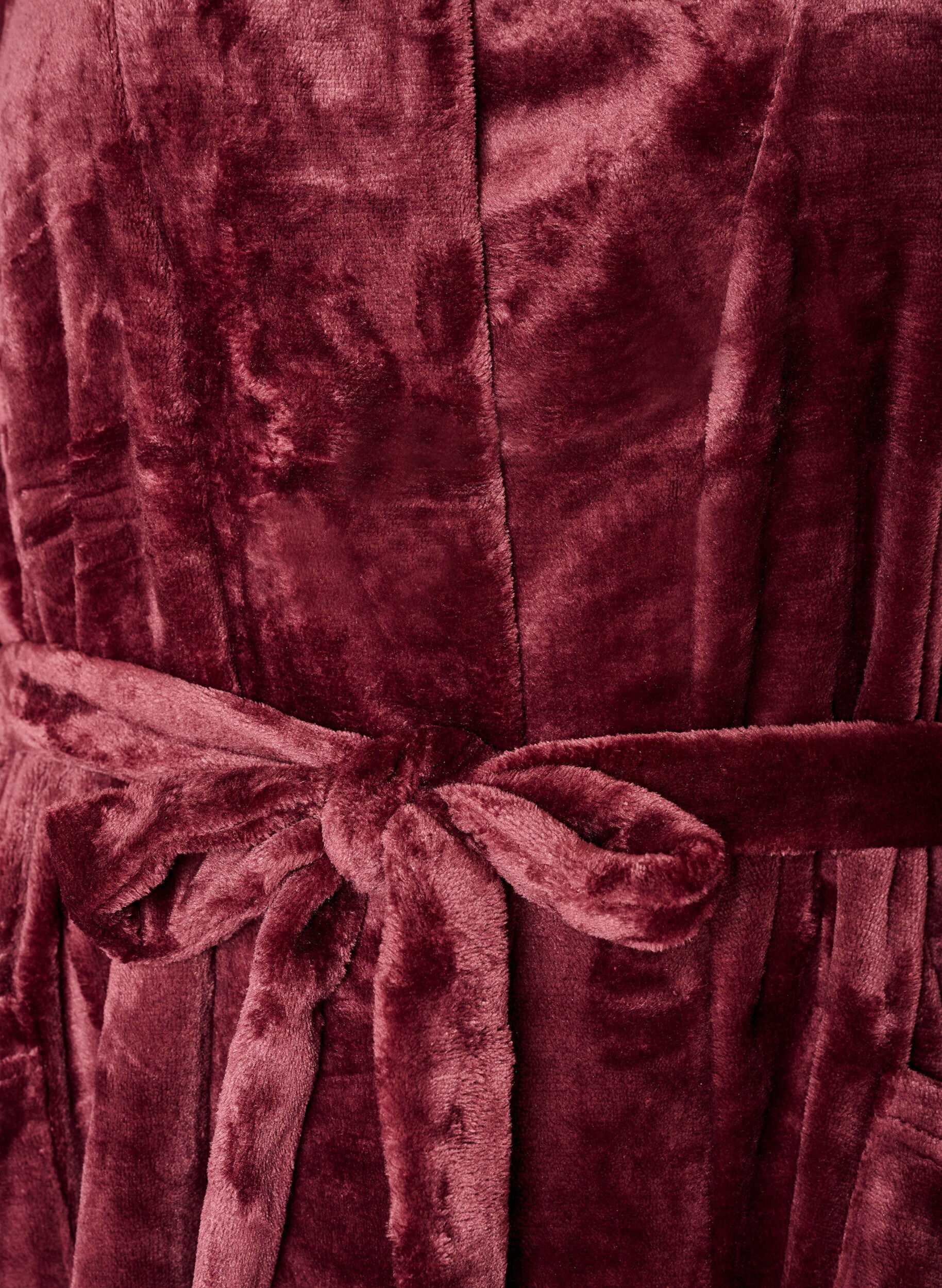 ZizziMorgenmantel aus weichem Velours mit Taschen, Rot, Packshot image number 2