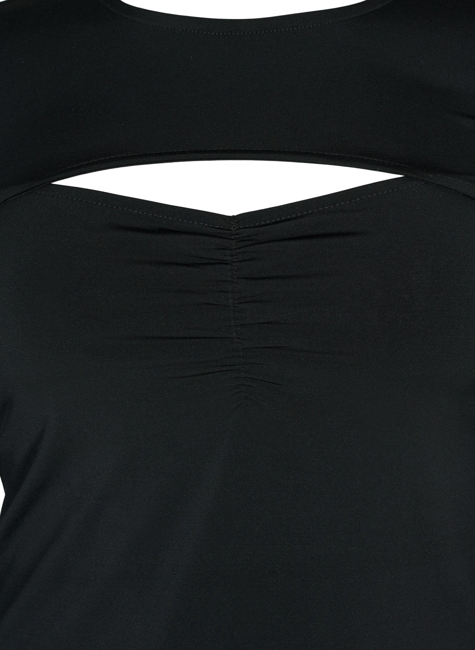 ZizziAusschnittbluse mit langen &Auml;rmeln, Black, Packshot image number 2