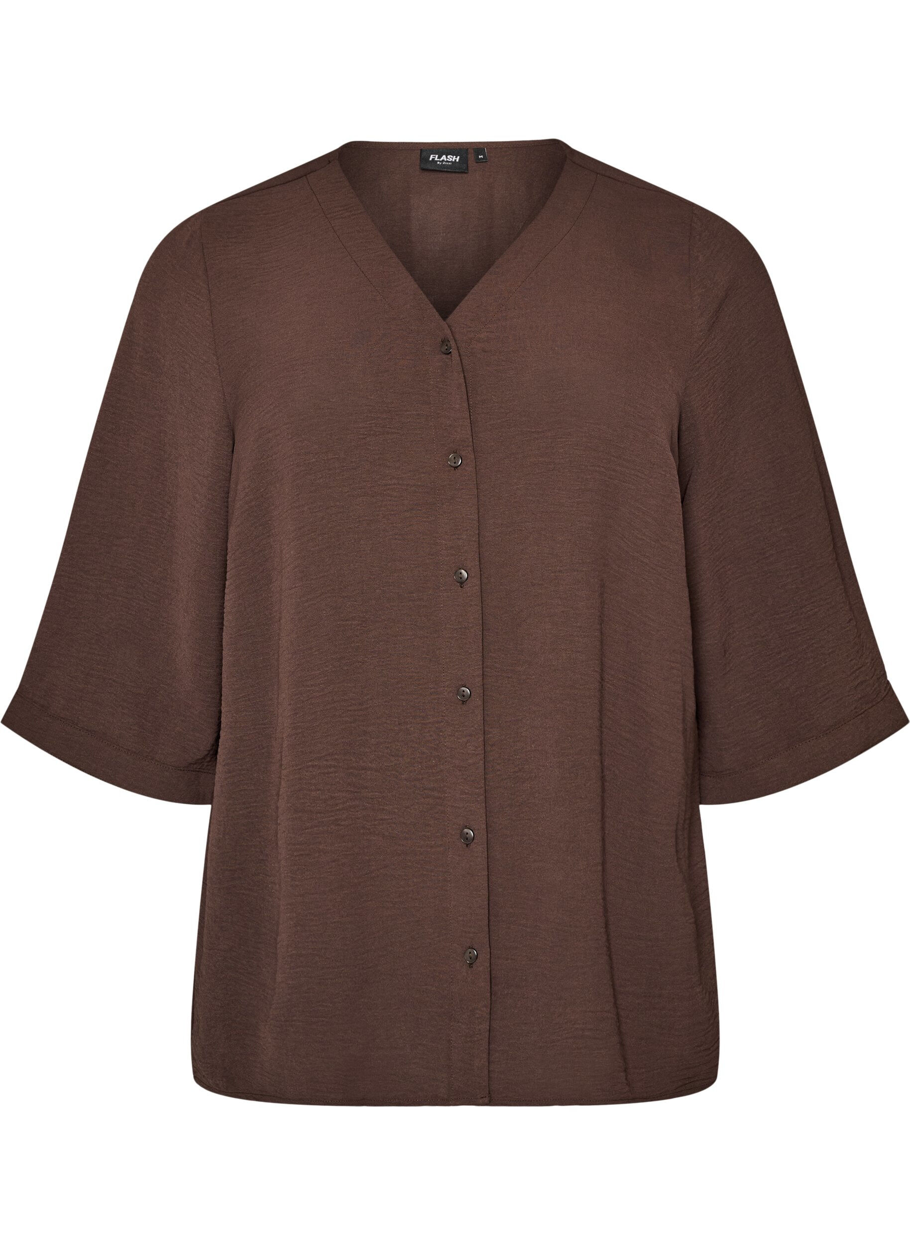 Bluse mit V-Ausschnitt und 3/4-&Auml;rmeln