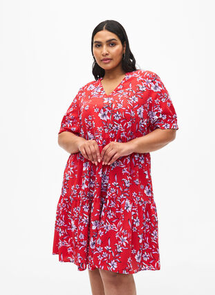 FLASH – A-Linien-Kleid mit Print, Poinsettia Flower, Model image number 0