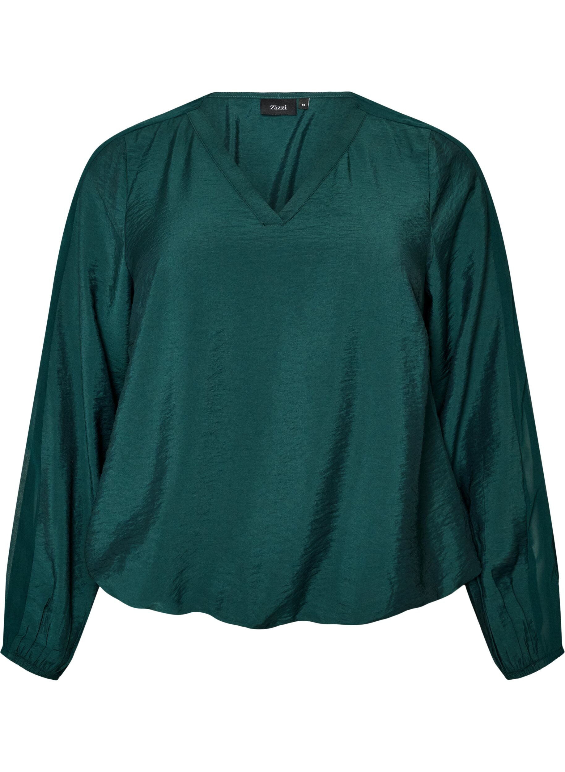 Bluse mit Balloneffekt und Chiffondetails