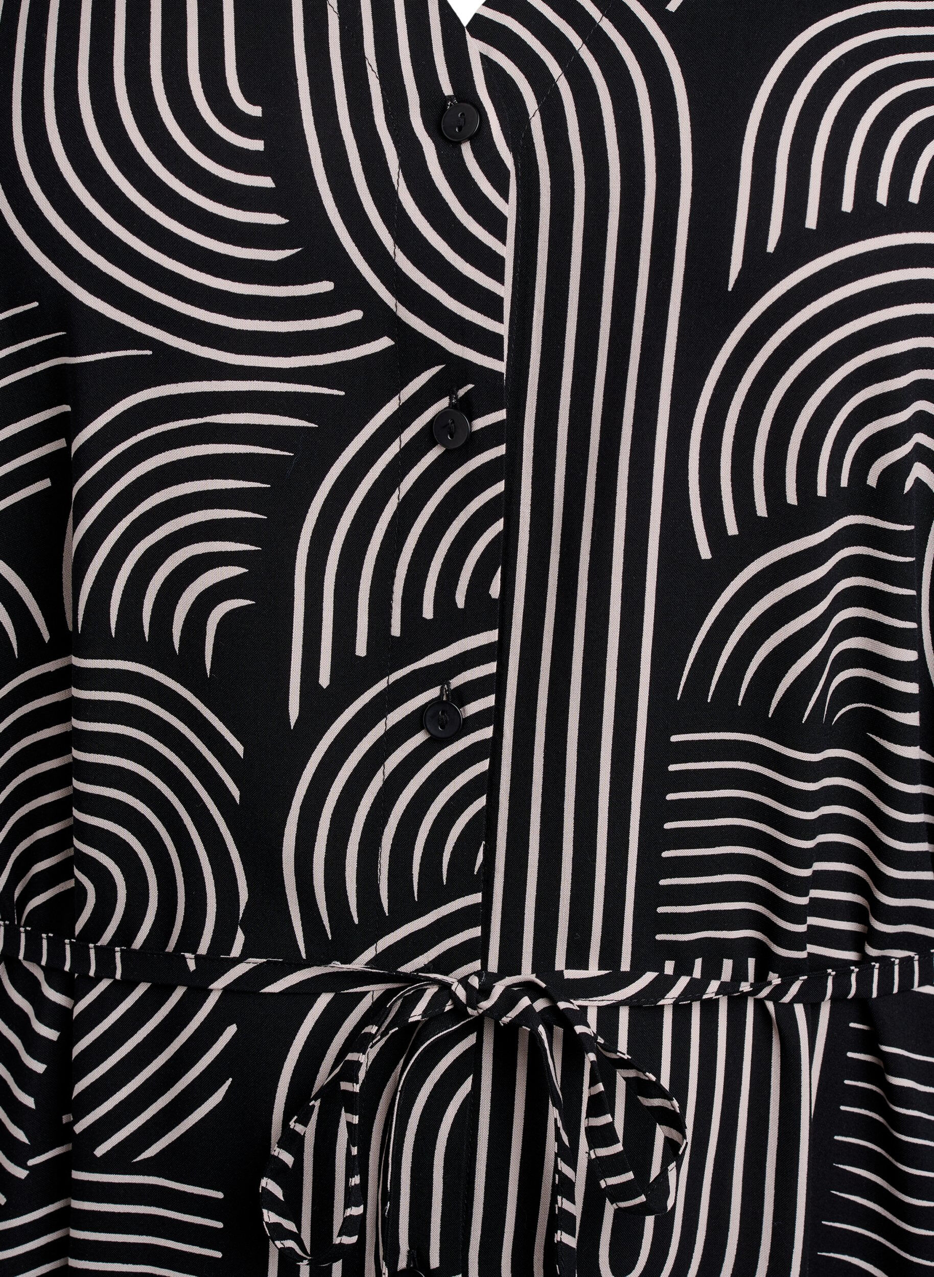 ZizziFLASH - Midikleid mit Print und Bindeg&uuml;rtel, Schwarz, Packshot image number 2