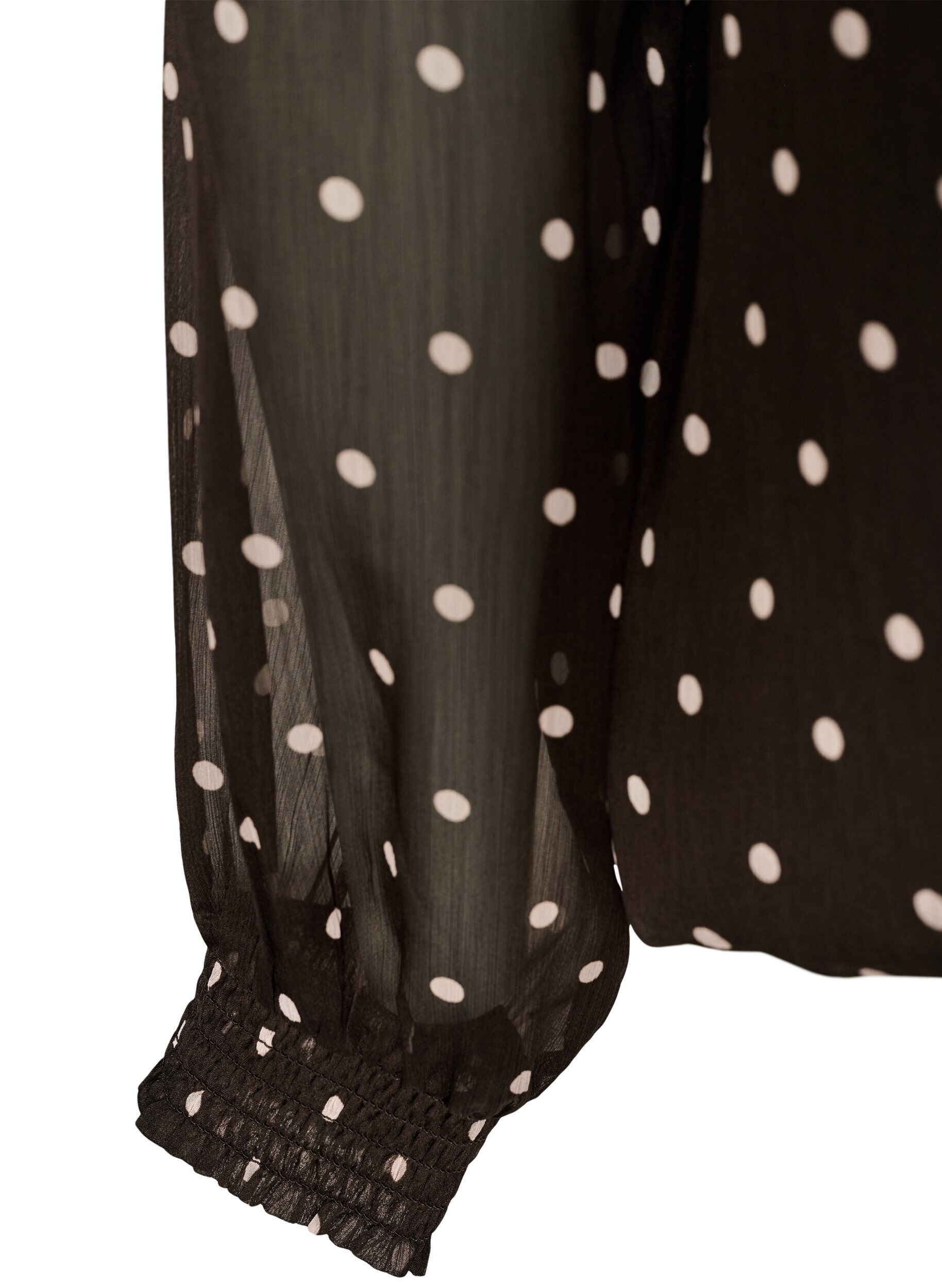 ZizziGepunktete Bluse aus Chiffon mit transparenten &Auml;rmeln, Braun, Packshot image number 3