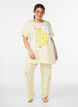 Pyjamahose aus weichem Jersey mit hoher Taille und Frucht-Print, Gelb, Model image number 0