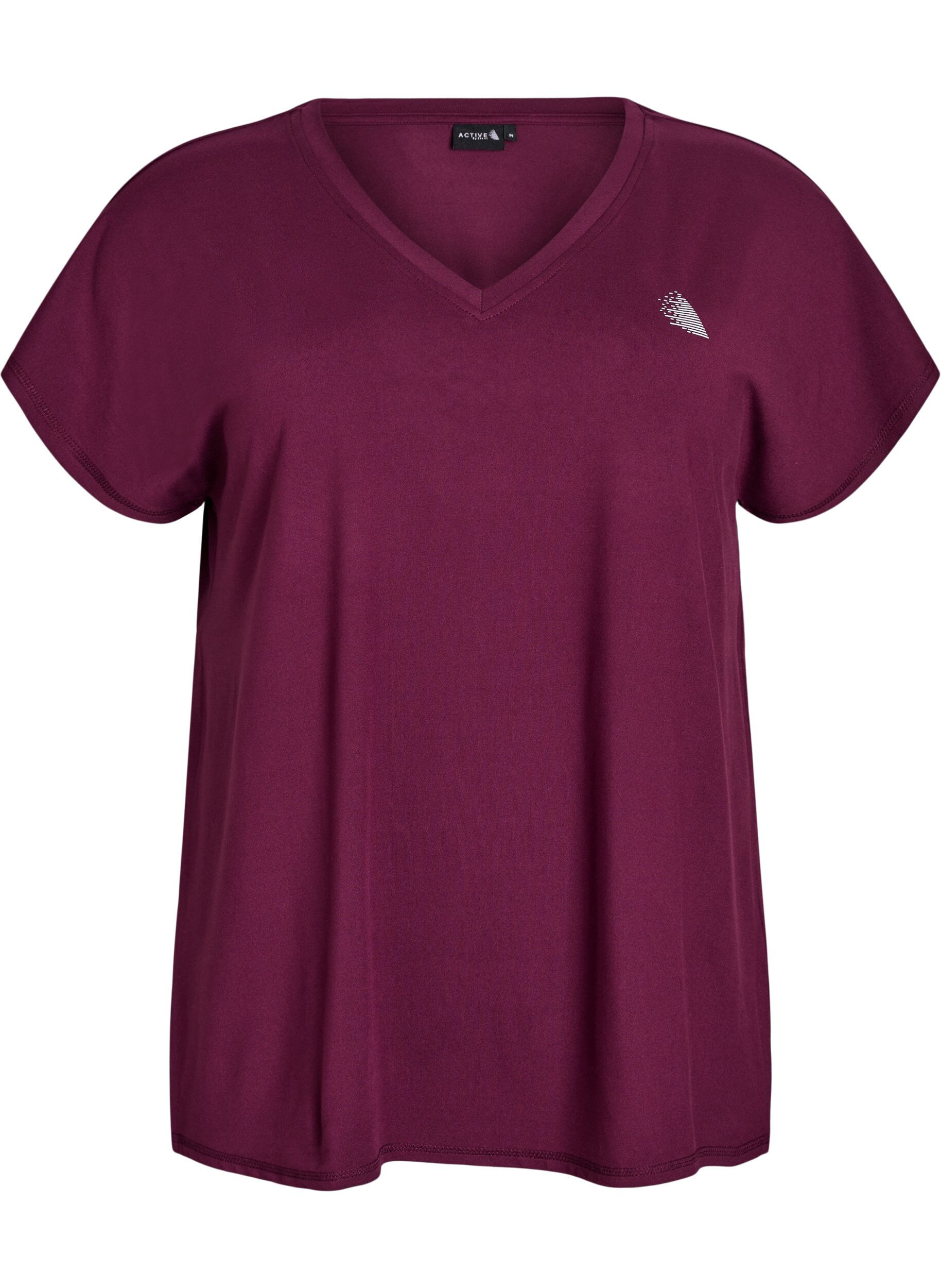 ZizziLockeres Trainings-T-Shirt mit V-Ausschnitt, Rot, Packshot image number 0