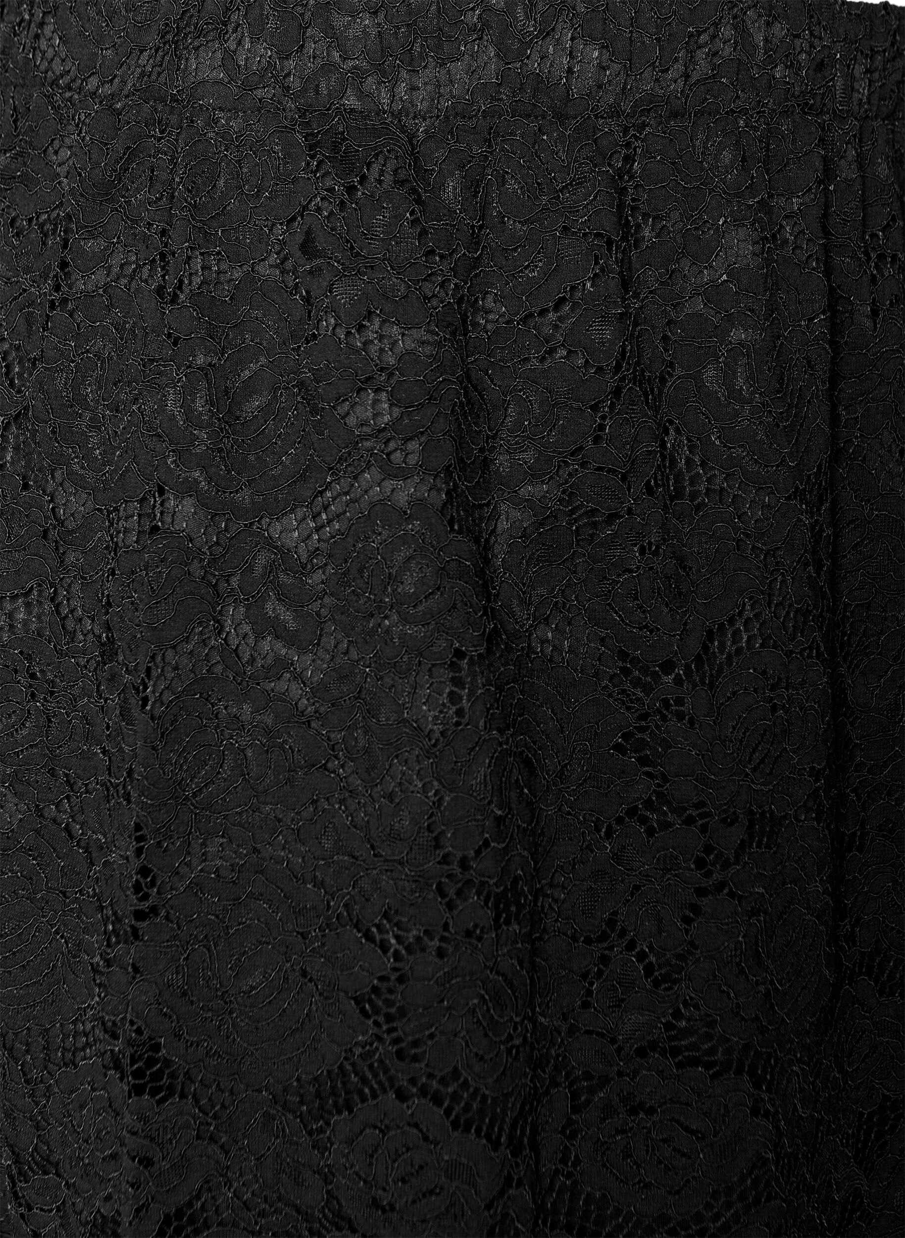 ZizziMidi-Spitzenrock mit elastischem Bund, Schwarz, Packshot image number 2