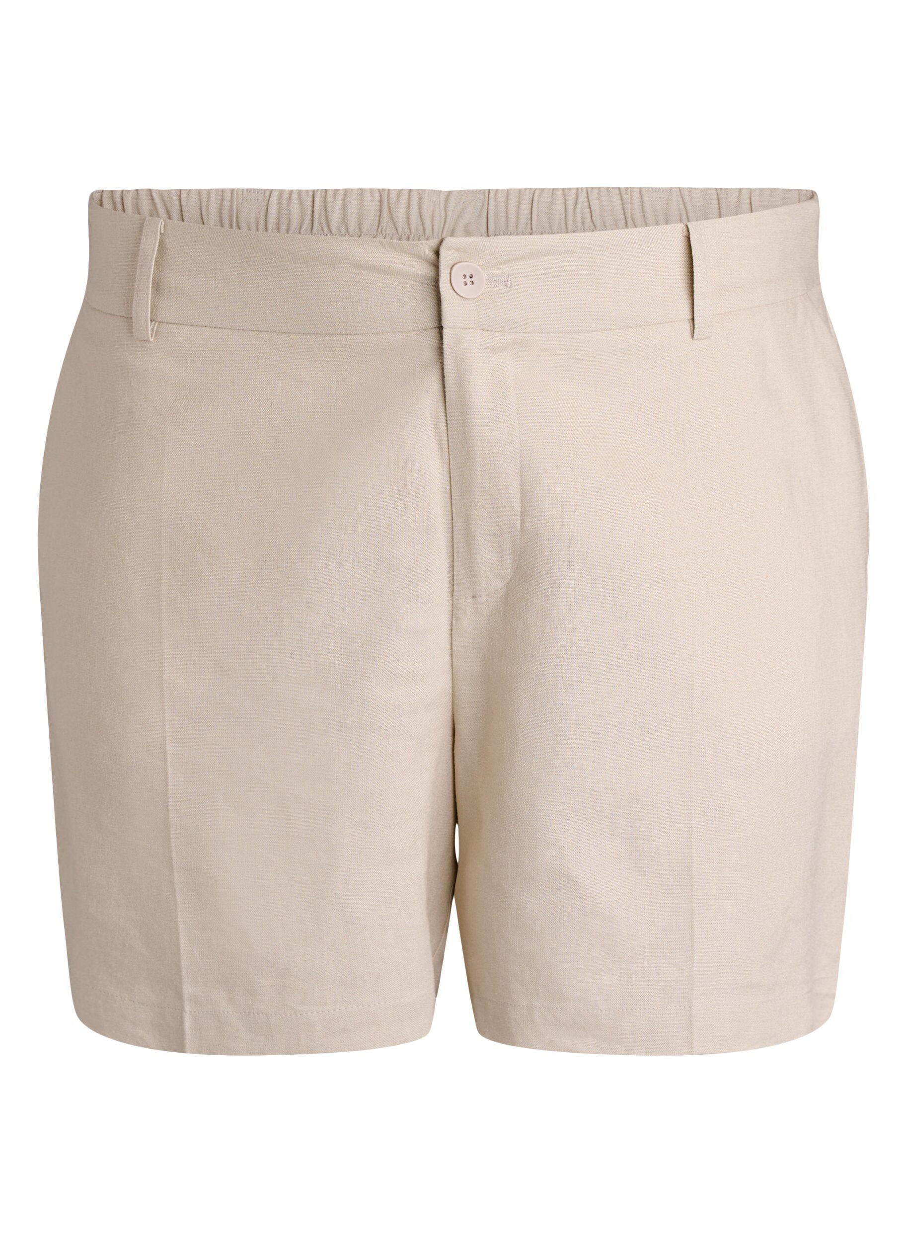Hoch taillierte Bermudashorts aus Leinen und Viskose